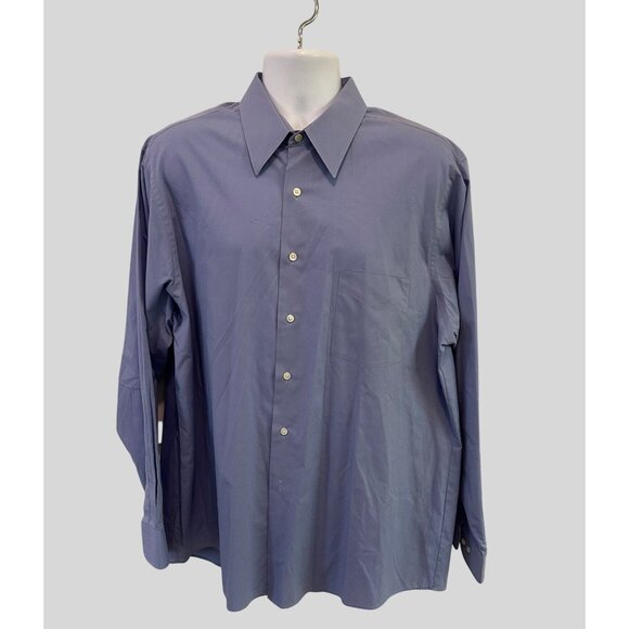 Van Heusen Men's Long Sleeve Blue Dress Shirt With Button-Up Closure & Spread Co - Picture 2 of 5